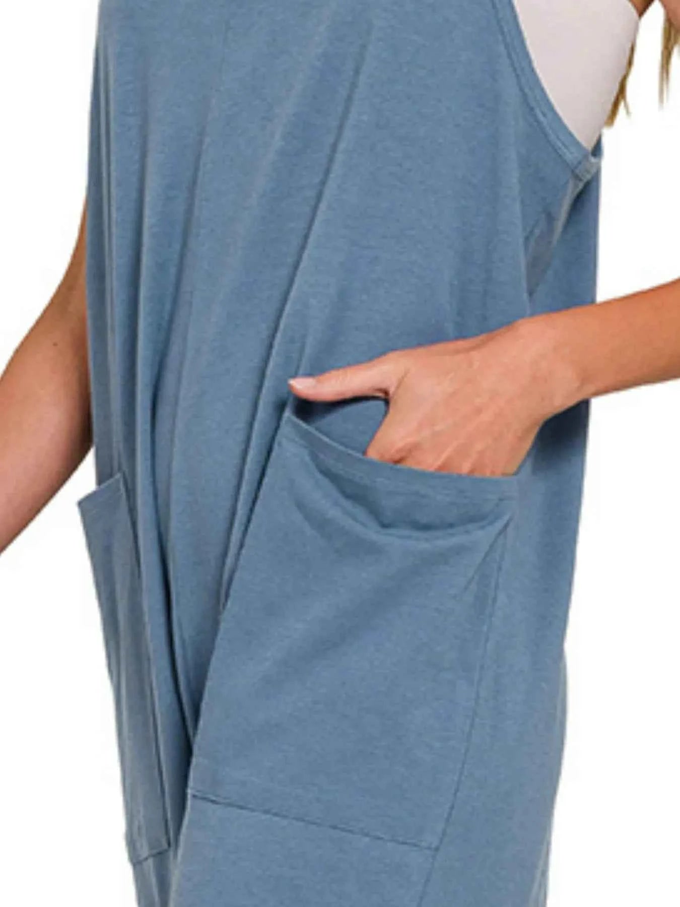 Zenana Spaghetti Strap Pocketed Jumpsuit