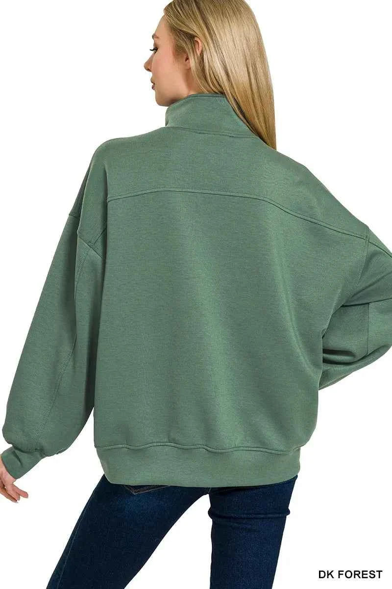 Zenana Scuba Quarter-Zip Sweatshirt 63572900ec314d658b4232004efb81e9-Max-Origin