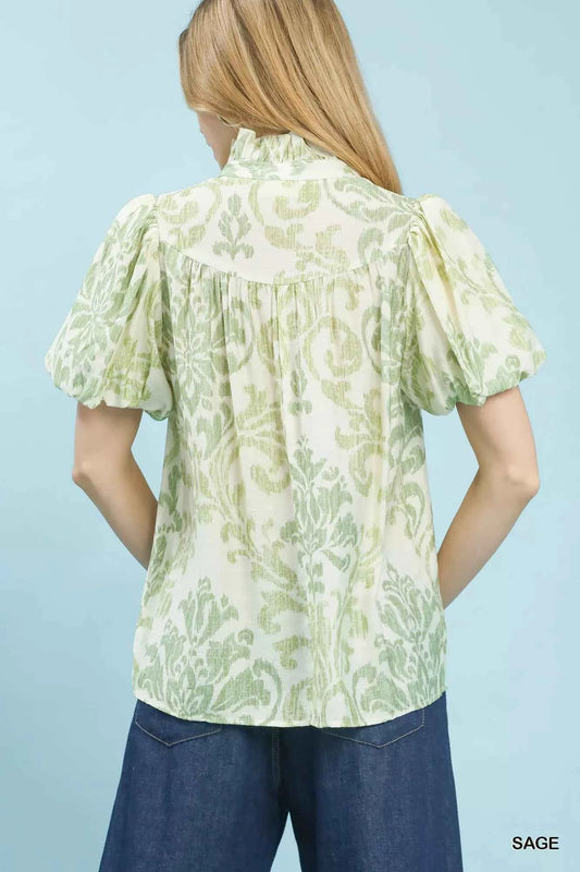 Damask Puff Sleeve Top 636ecb43-4de8-454e-8b5f-0db03961fa3e-Max-Origin