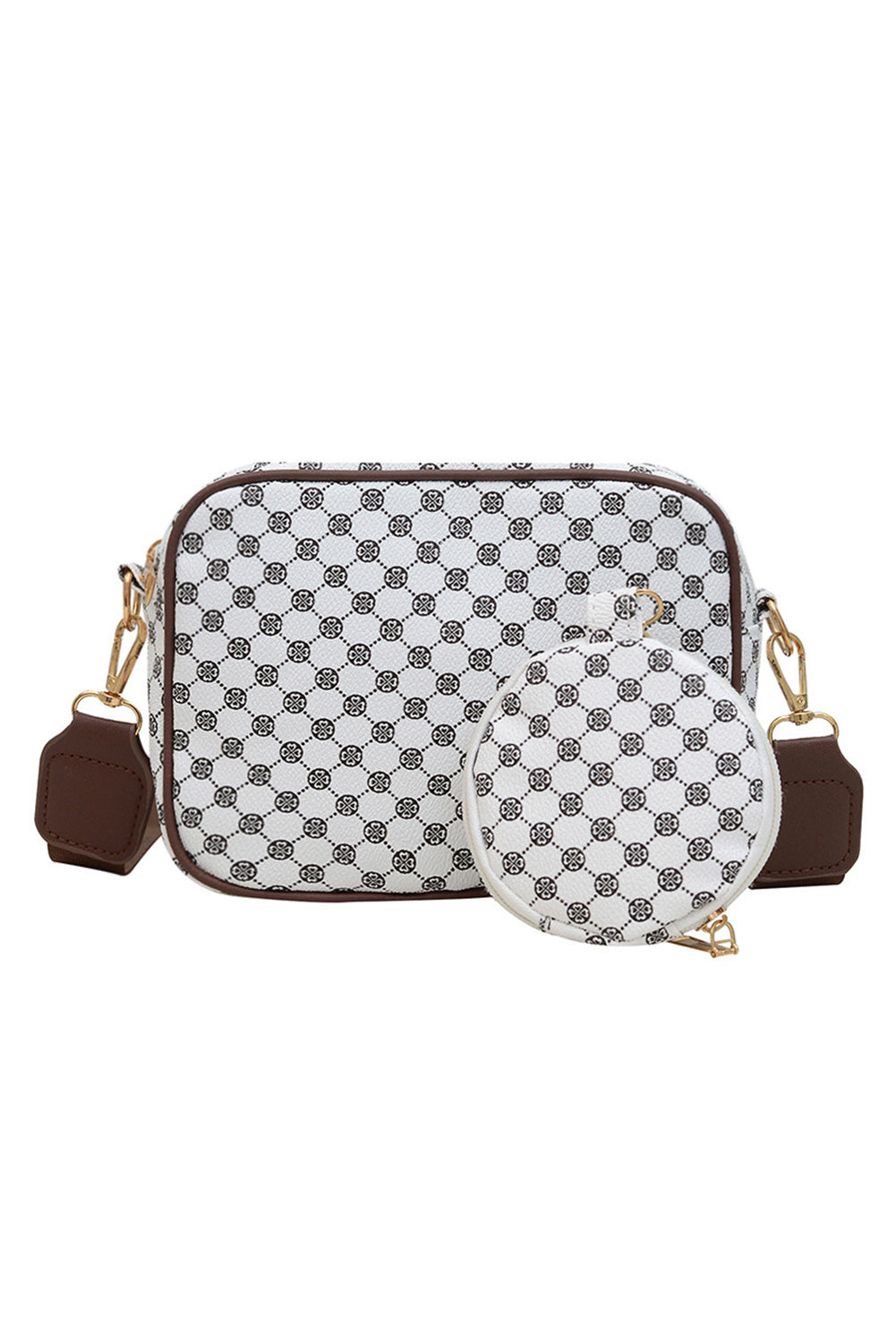 Coffee Geometric Pattern Shoulder Bag With Coin Purse 63a964b027524446