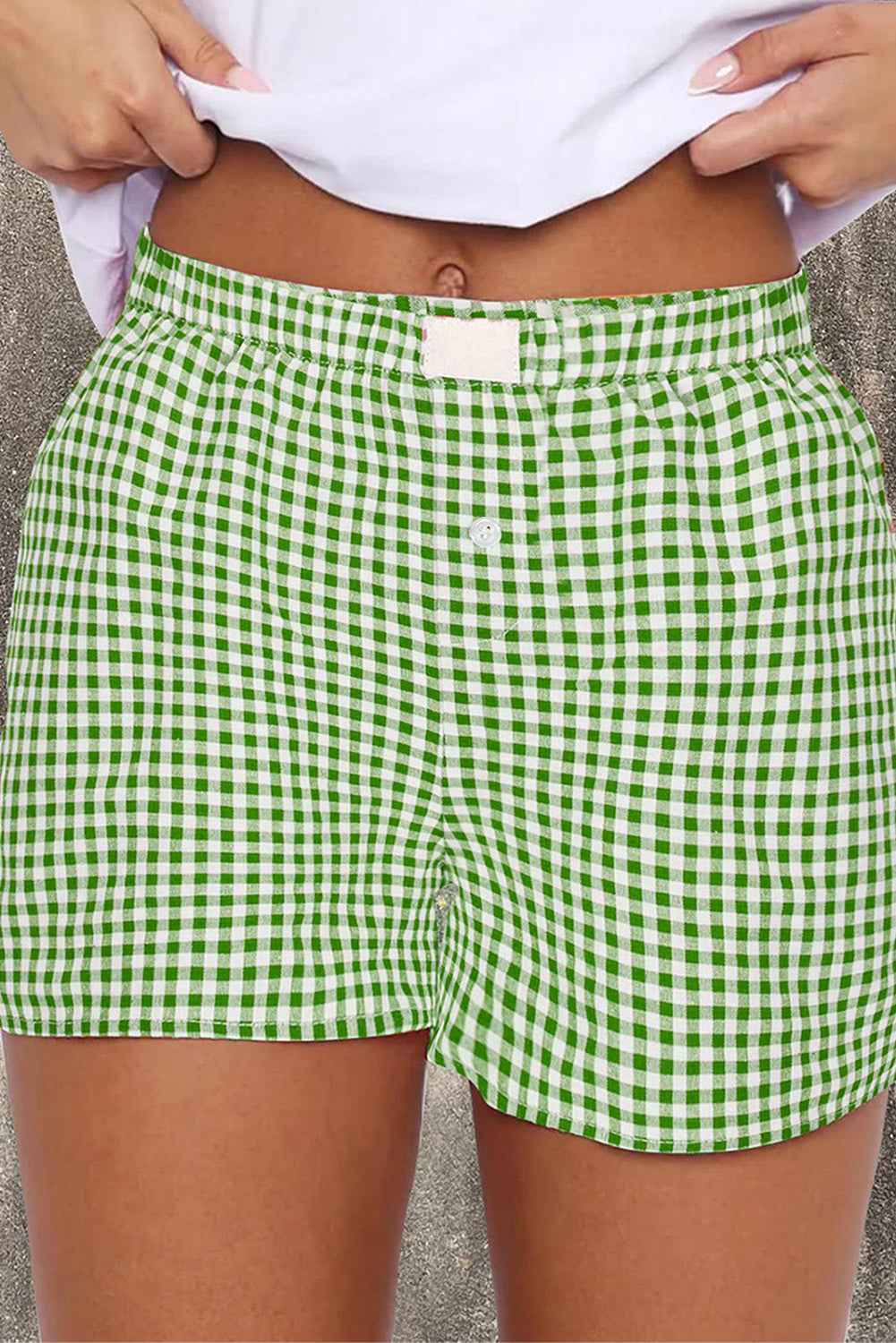 Red Vintage Plaid Print High Waisted Loose Wide Leg Shorts 63ac6a229956fd74