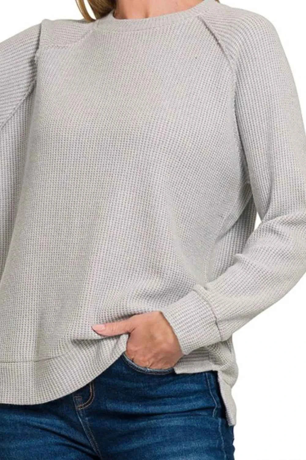 Zenana Round Neck Raglan Long Sleeve Sweater 63b54e38-c82d-47d0-98b0-6be8db3f0b0b-Max-Origin