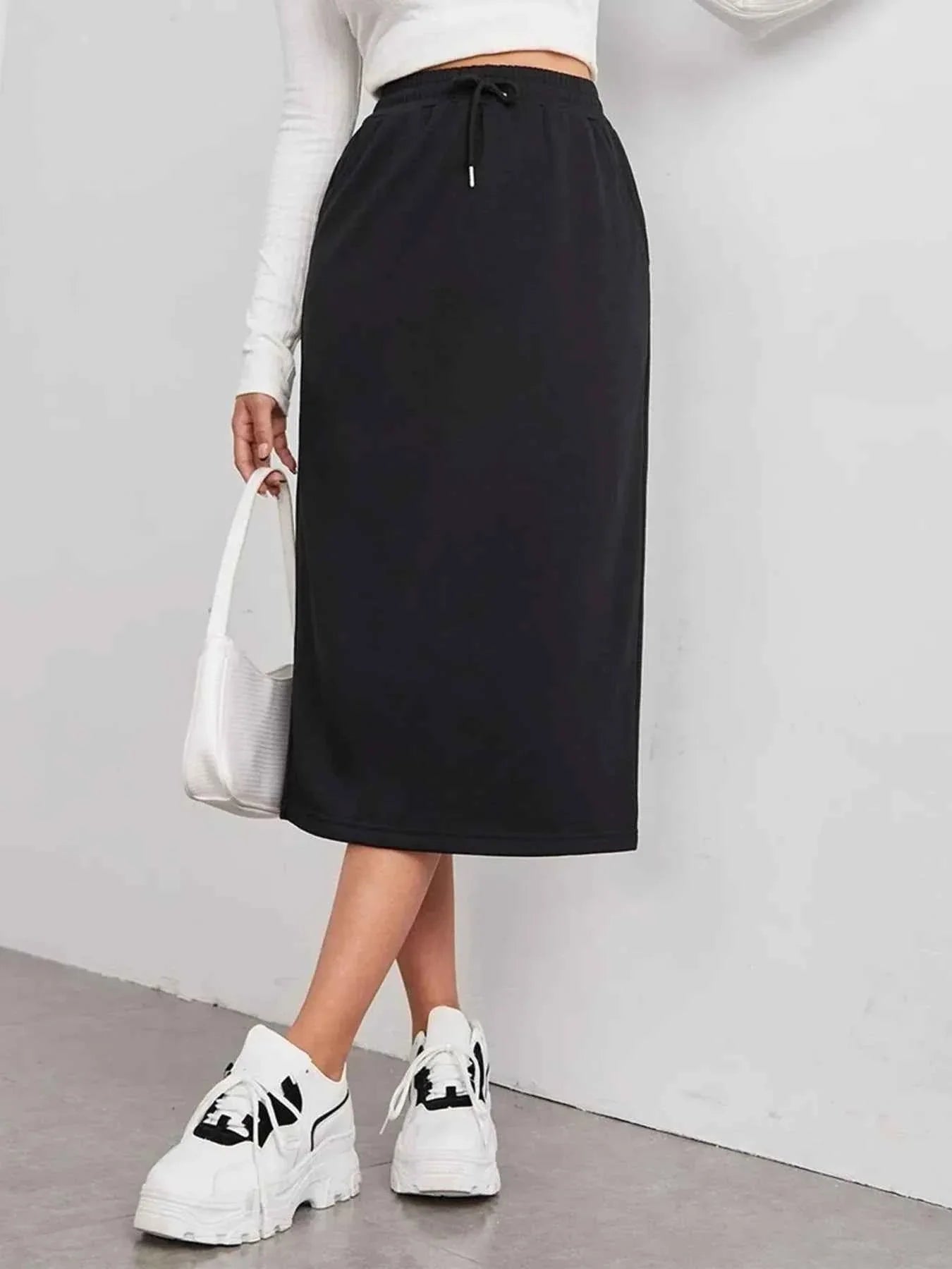 Slit Drawstring Midi Skirt 63bd1c4829f045958f99f6086cdd657c-Max-Origin