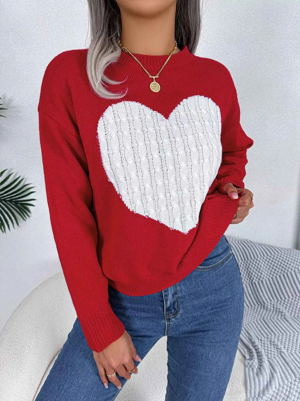Cable Knit Heart Round Neck Sweater 63c677c5c3ae477e9ce2880f2f0dd9c9-Max-Origin
