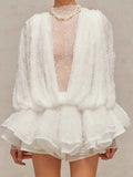 Ruffled Hem Lace Mini Dress White 63d7b175191a48a690693aaf2c8b865e-Max-Origin