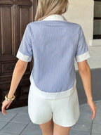 Striped Button-Down Short Sleeve Shirt 63dd3843-1c96-4d2d-a9ed-4e36aa4e0793-Max