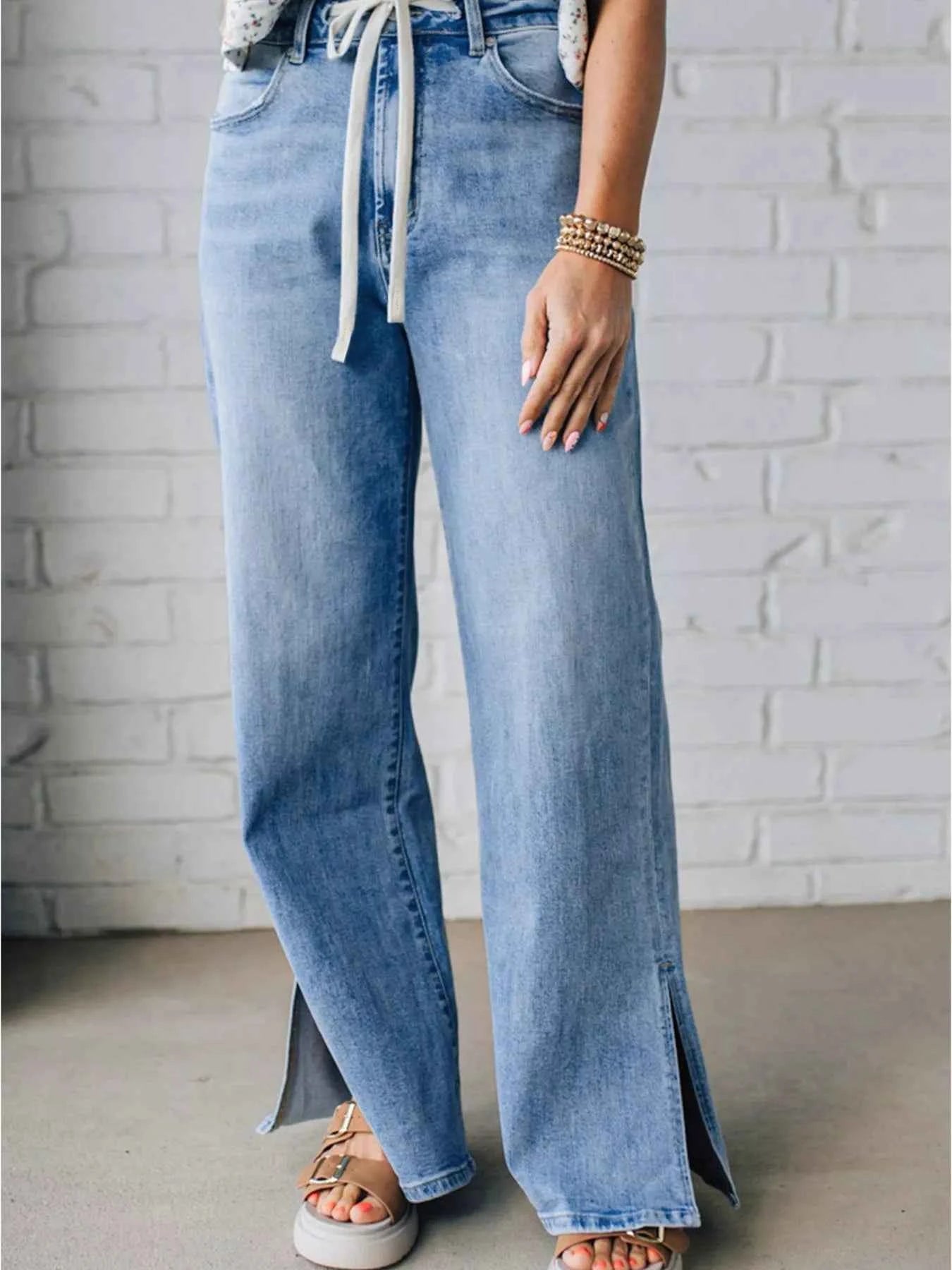 Slit Wide Leg Jeans Medium 63e28931c1a34f6b868f679fa127f2da-Max-Origin