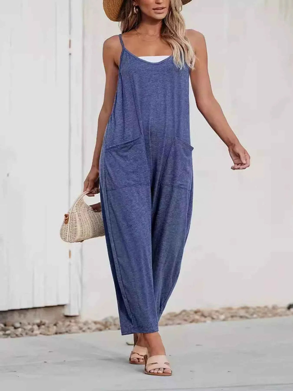 Loose Fit Spaghetti Strap Wide Leg Overalls with Pockets Royal Blue 63e2d98f8edd4fecb7ac8c5fc2b9914b-Max-Origin