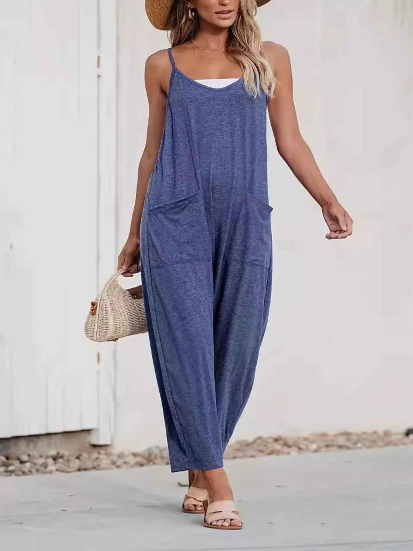 Loose Fit Spaghetti Strap Wide Leg Overalls with Pockets Royal Blue 63e2d98f8edd4fecb7ac8c5fc2b9914b-Max-Origin