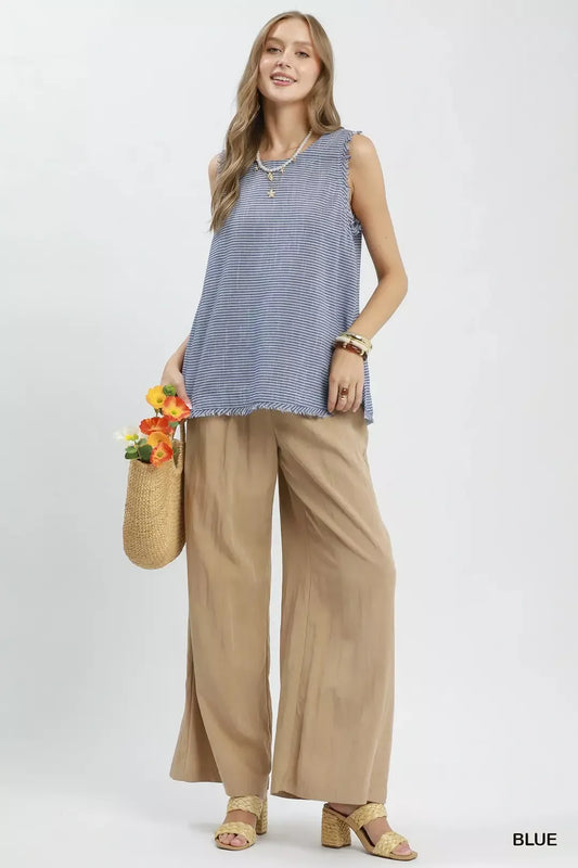 Stripe Fringe Trim Sleeveless Top 63e90744-b26e-40dc-9849-bc8d37bae30f-Max-Origin