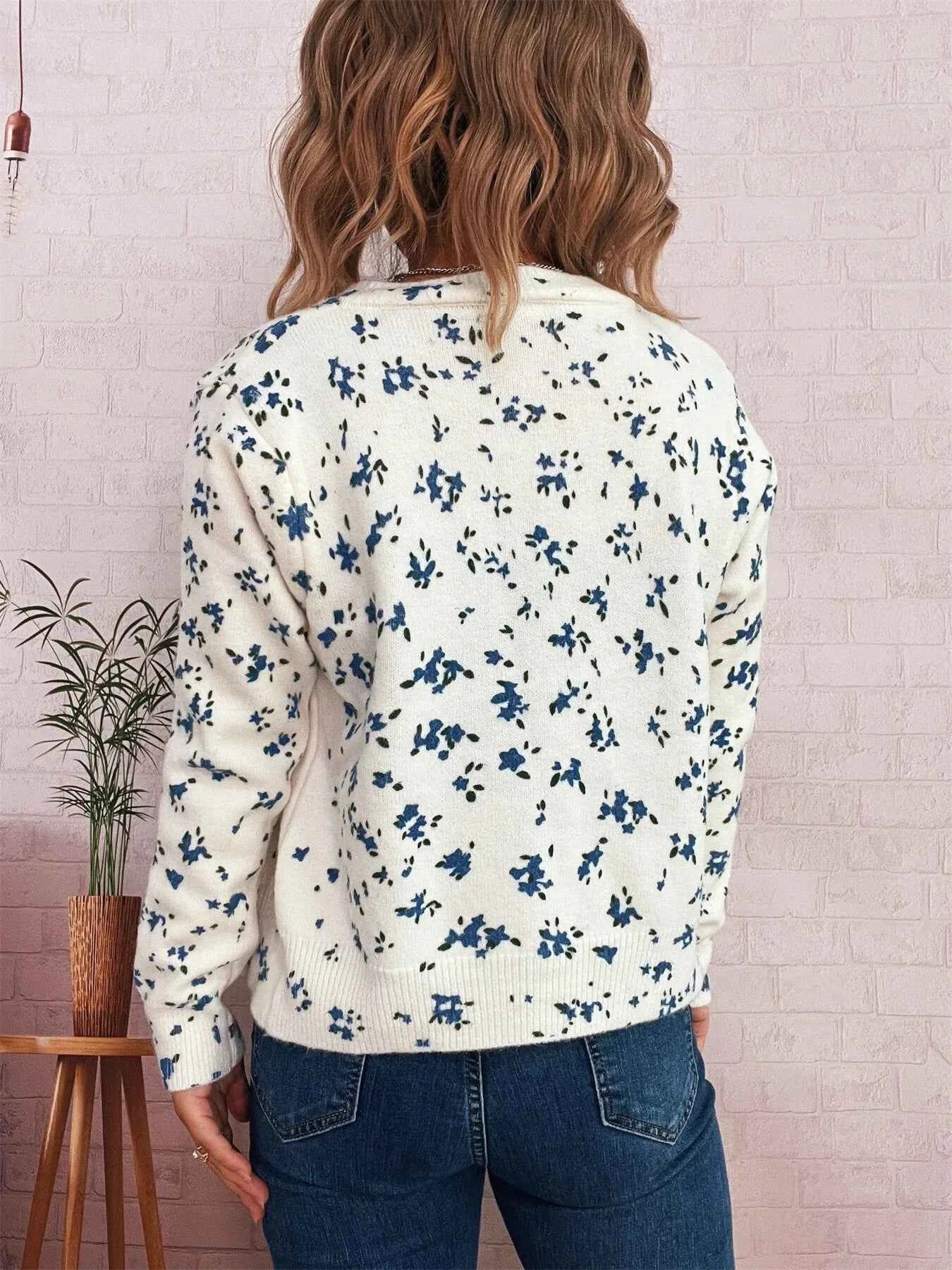 Floral Button-Up Long Sleeve Cardigan 63e94a9f789a4351b28eb5cfb3ad1731-Max-Origin