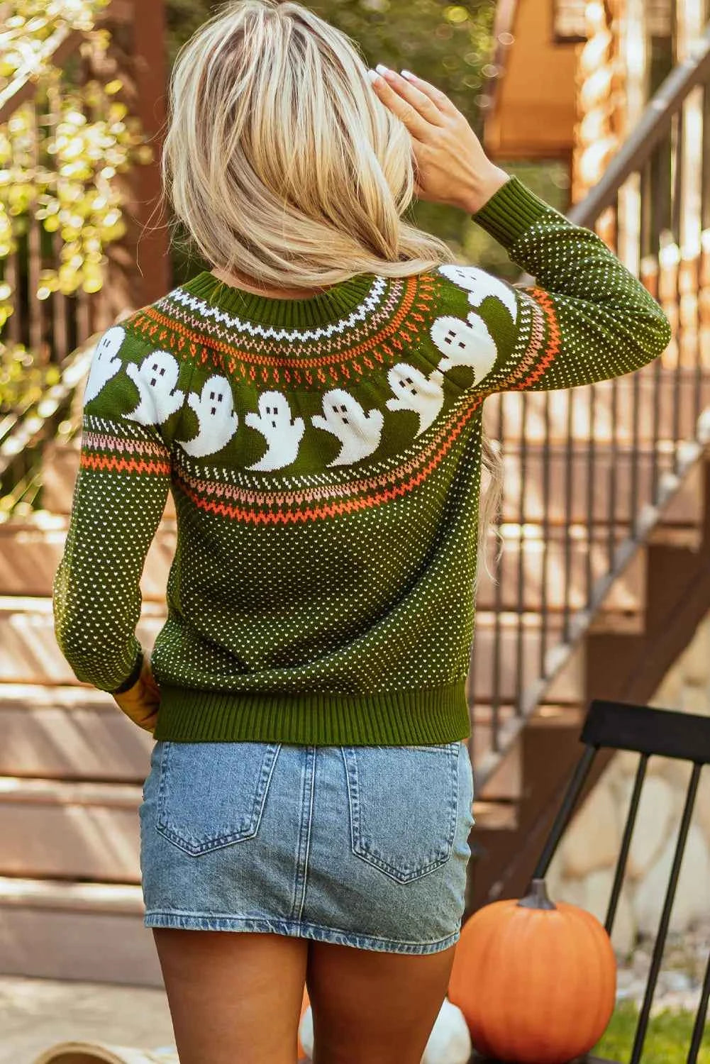 Ghost Round Neck Long Sleeve Sweater 63eacc08-fd7b-48fa-8497-81200b4f4efa-Max