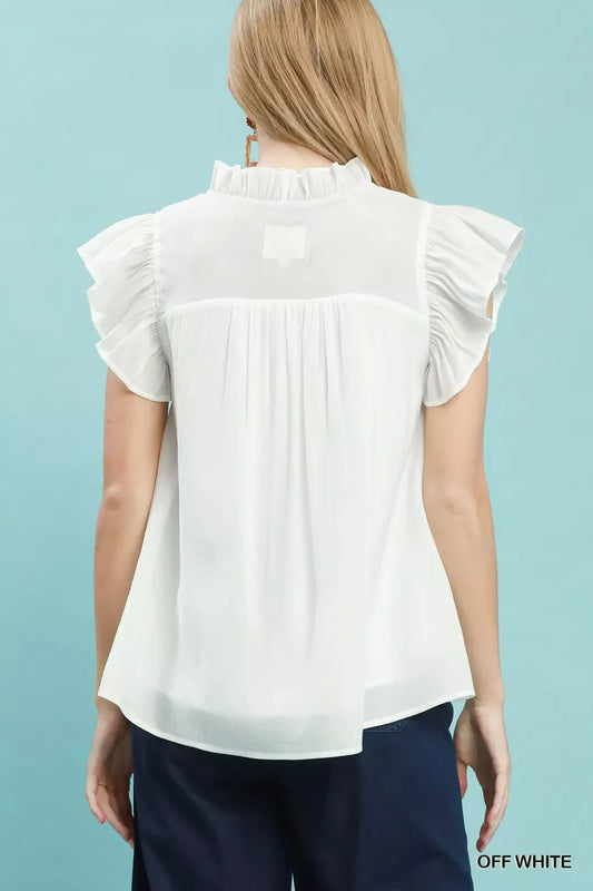 Smocked Yoke Ruffle Sleeve Blouse 63eb124a-09cd-4826-8af4-0661b44e6cc8-Max-Origin