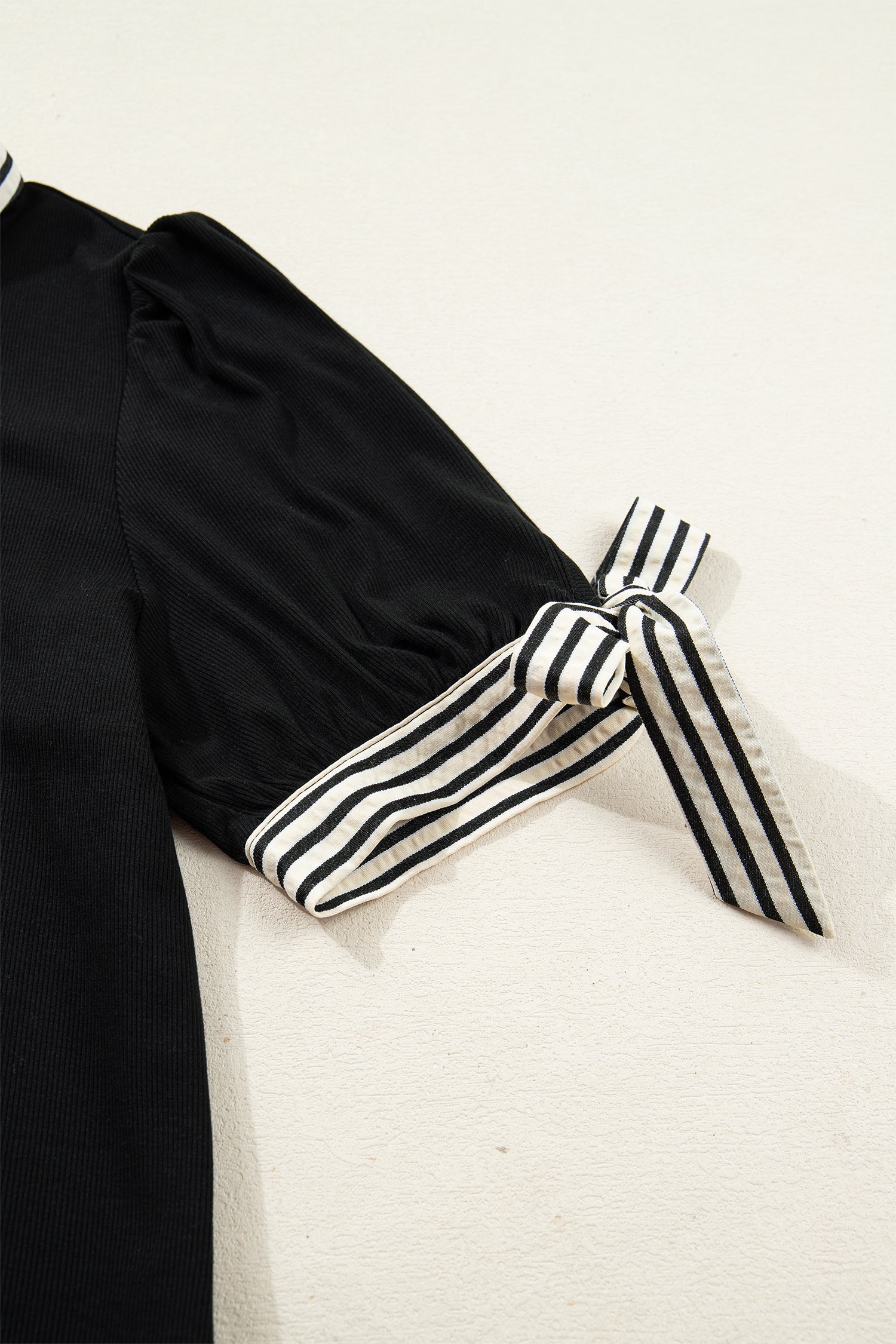 Black Stripe Detail Polo Collar Half Buttons Tied Short Sleeve Shift Mini Dress 64083c861e518cd4