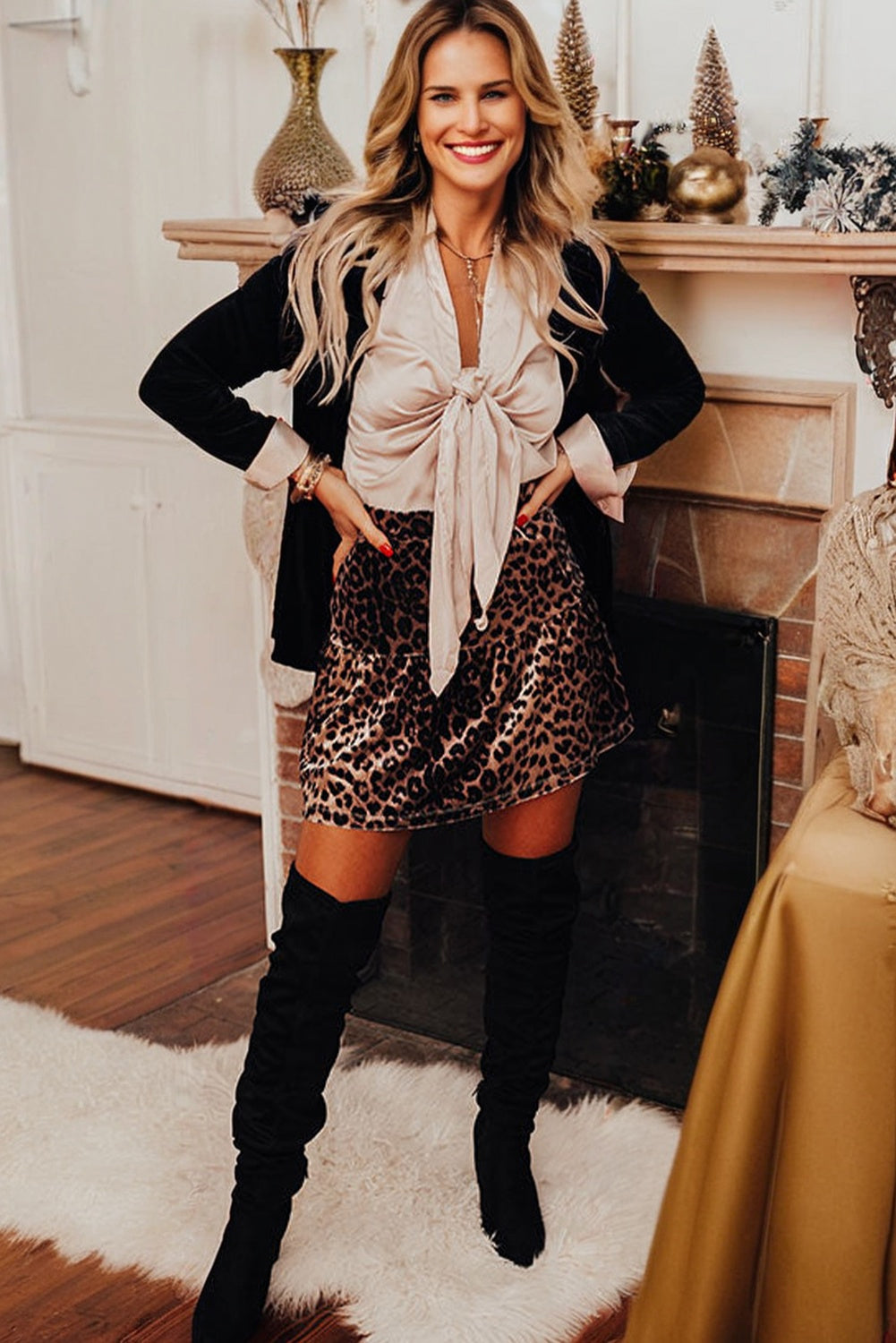 Brown Leopard Tiered Patchwork Hot Mini Skirt 640ea3d3b9e1a84e
