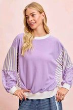 BiBi Mix and Match Sweatshirt with Floral Sleeve Striped 641b74ce79a0403789721ea9dabc6d20-Max-Origin