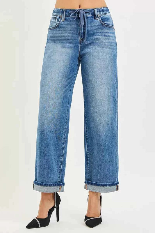 RISEN Elastic Band Slouch Ankle Boyfriend Cuffed Hem Jeans MEDIUM 6424004592cb48d5bc3d2fa9b083ea26-Max-Origin