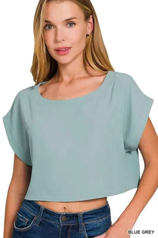 Zenana Heavy Woven Span Crop Tee & Skirt Set 64307cf040fe40b484ee81873826d00e-Max-Origin