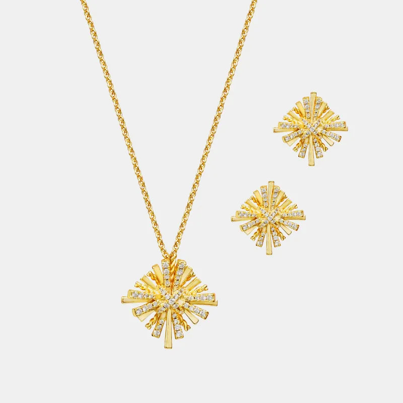 Starburst Gold-Plated Earrings and Necklace Set Gold One Size 6433dbaa-e318-4767-826f-e4fc4636d3fe-Max