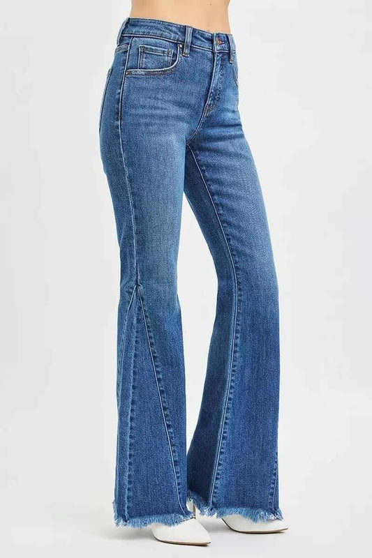 Mid Rise Flare Side Seam Detailing Jeans 64369545baca45cd9d9d4d598b49c017-Max-Origin