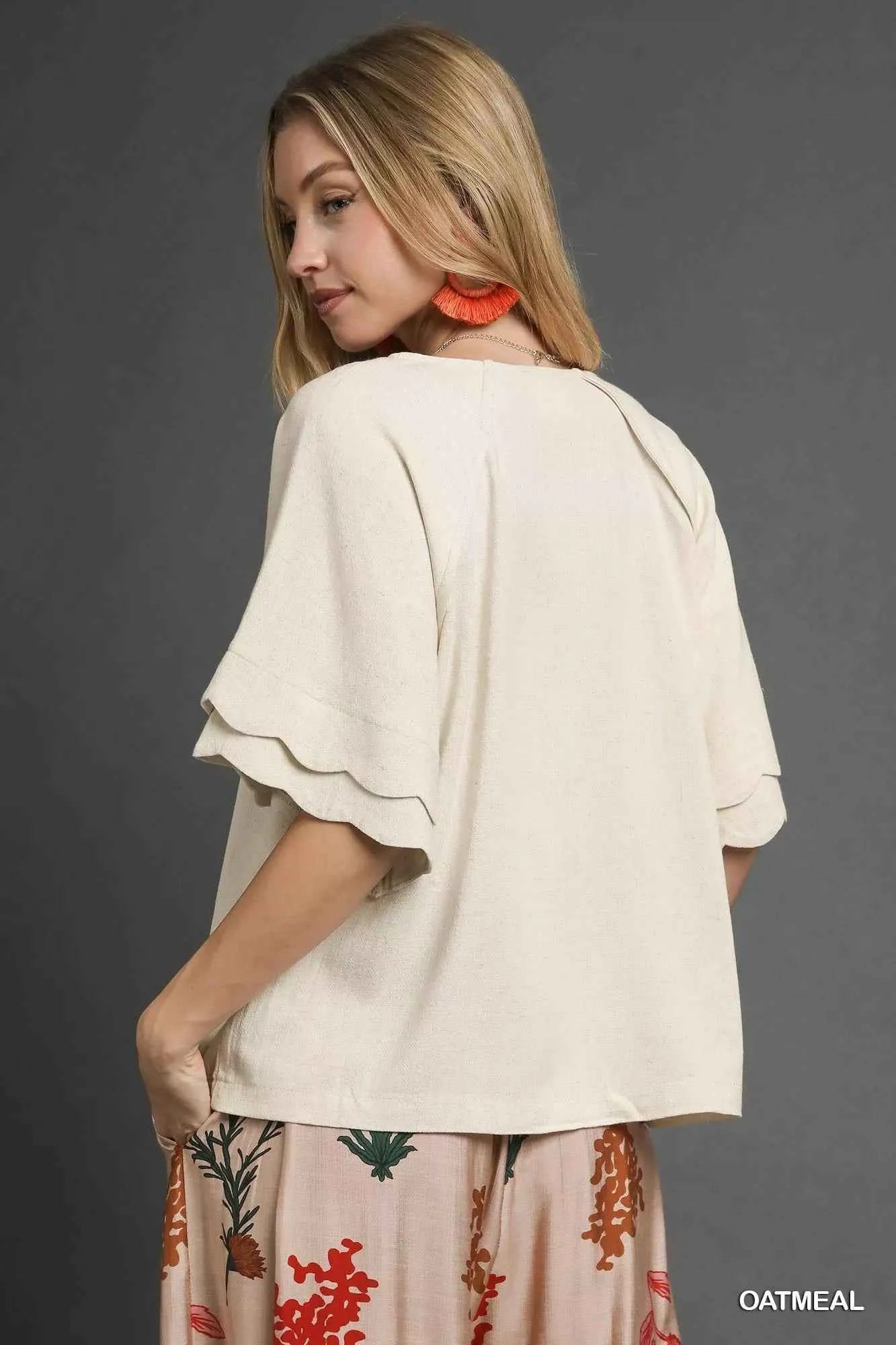 Umgee Linen Scallop Sleeve Boho Top 643a7c63-7c46-49a7-aad5-3d3df65ac282-Max-Origin