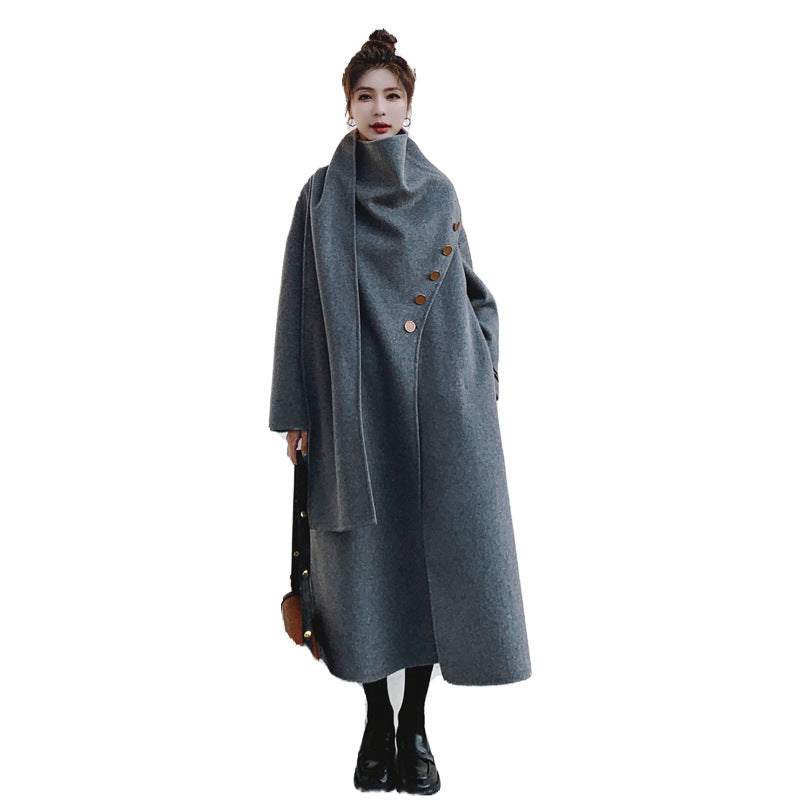 Scarf Collar Wool Coat 6446E8202C88340C57E07CA072E98379