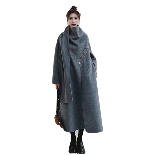Scarf Collar Wool Coat