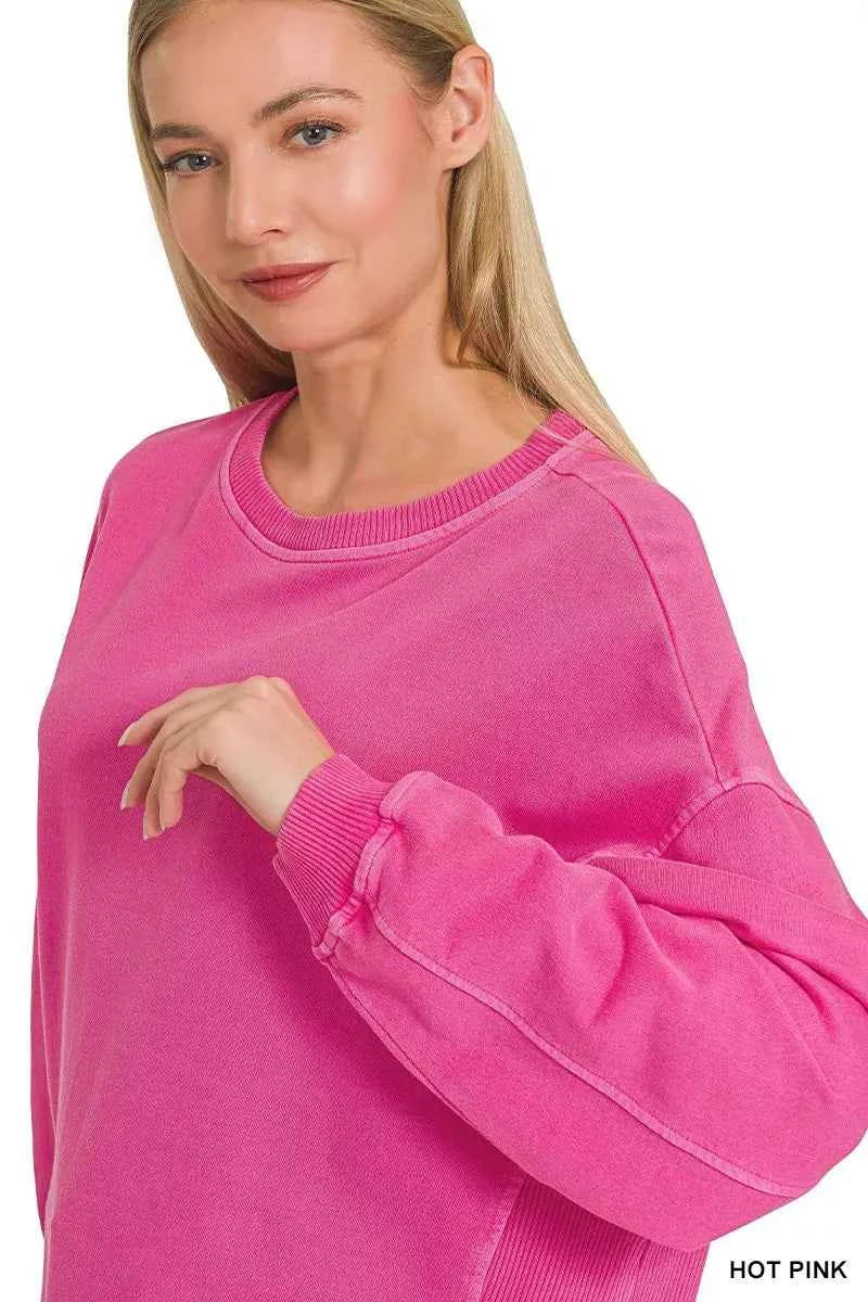 Zenana Full Size French Terry Pigment Dye & Enzyme Washing Pullover Plus Size 644c55832cbe408dbc1057689e717ef9-Max-Origin
