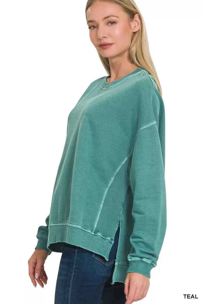 Zenana Full Size French Terry Pigment Dye & Enzyme Washing Pullover Plus Size 645fa148b6864f1282691a6d10db1b65-Max-Origin