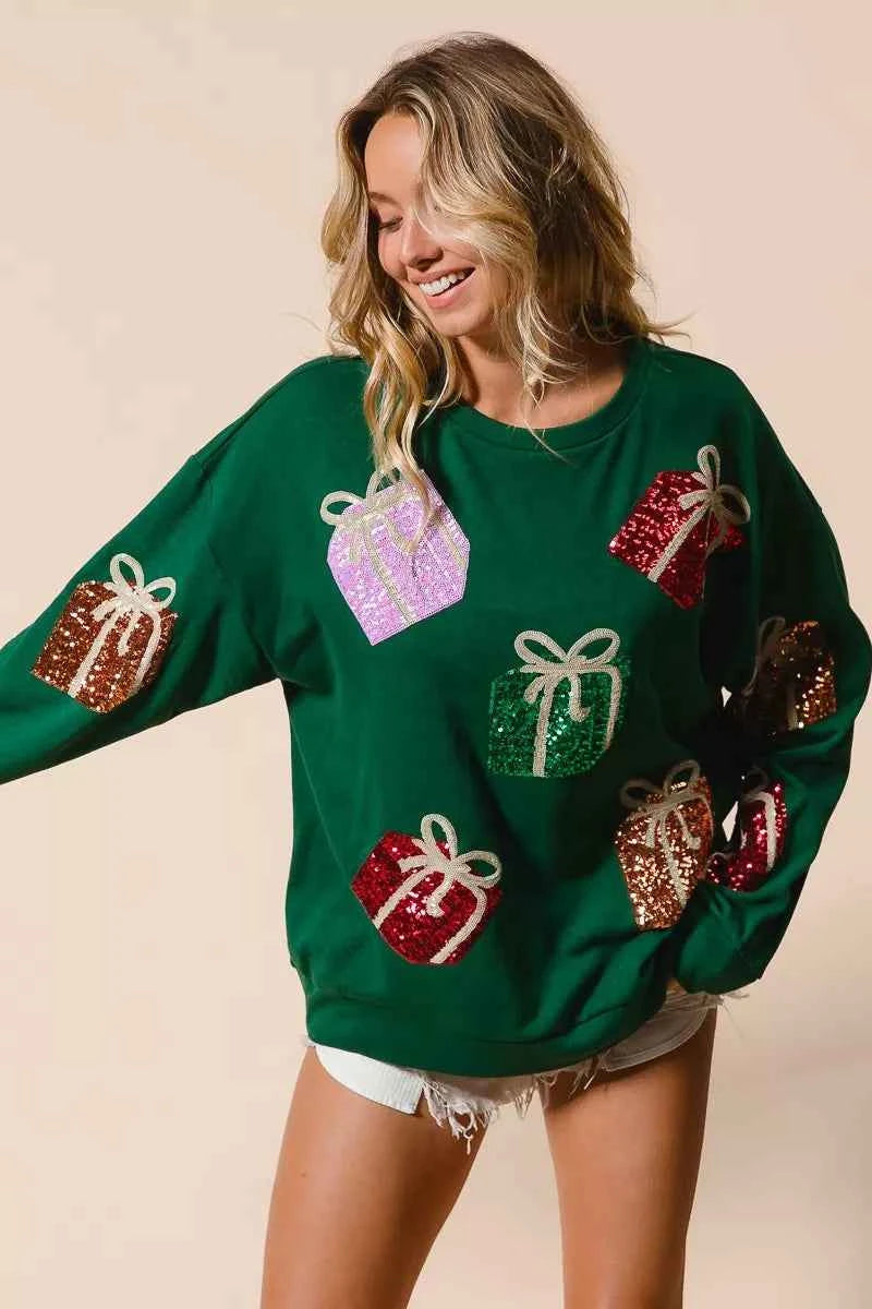 BiBi Sequin Christmas Gift Box Embroideries Pullover 646dddfe3caf432ab0112d785b89b6af-Max-Origin