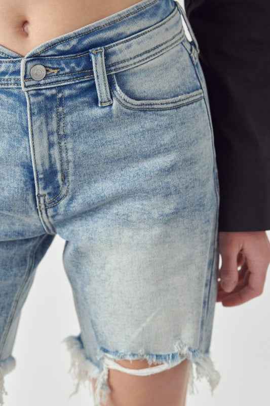 AT1037BML High Rise Bermuda Tulip Waistband Shorts 647118ac-5eab-407b-80c9-d3091397c06e