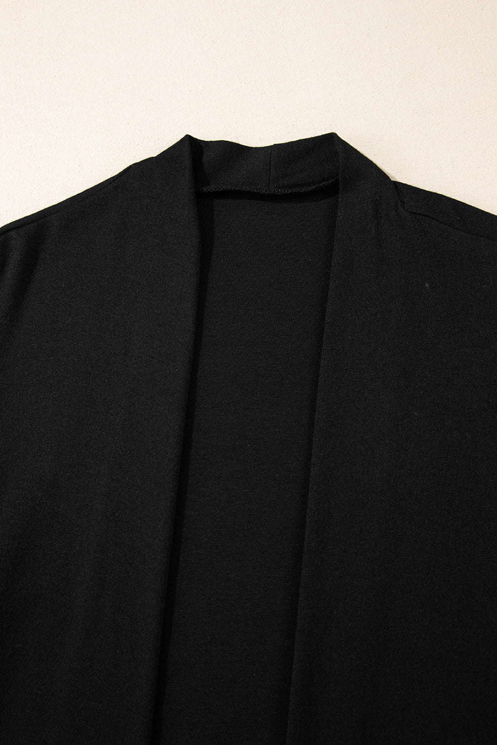 Black Solid Color Open Front Cardigan with Pocket 6473f96affed643e