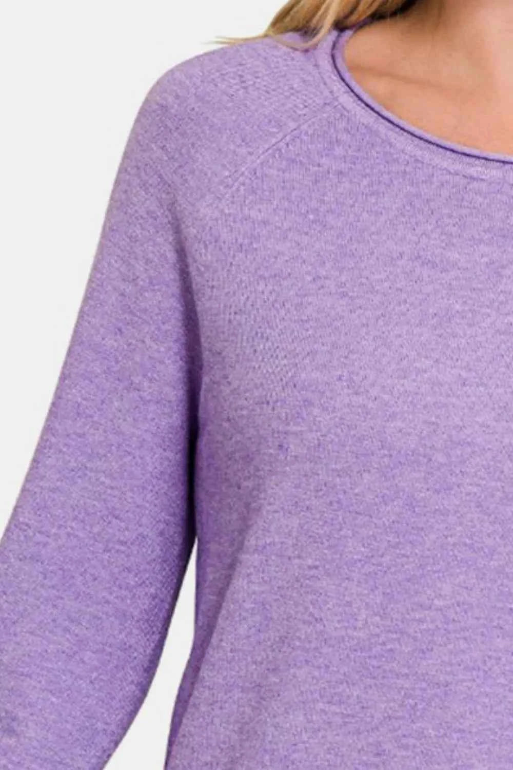 Zenana Rolled Round Neck Long Sleeve Sweater 647603a5-cbe4-4e41-958a-8c279ddf298c-Max