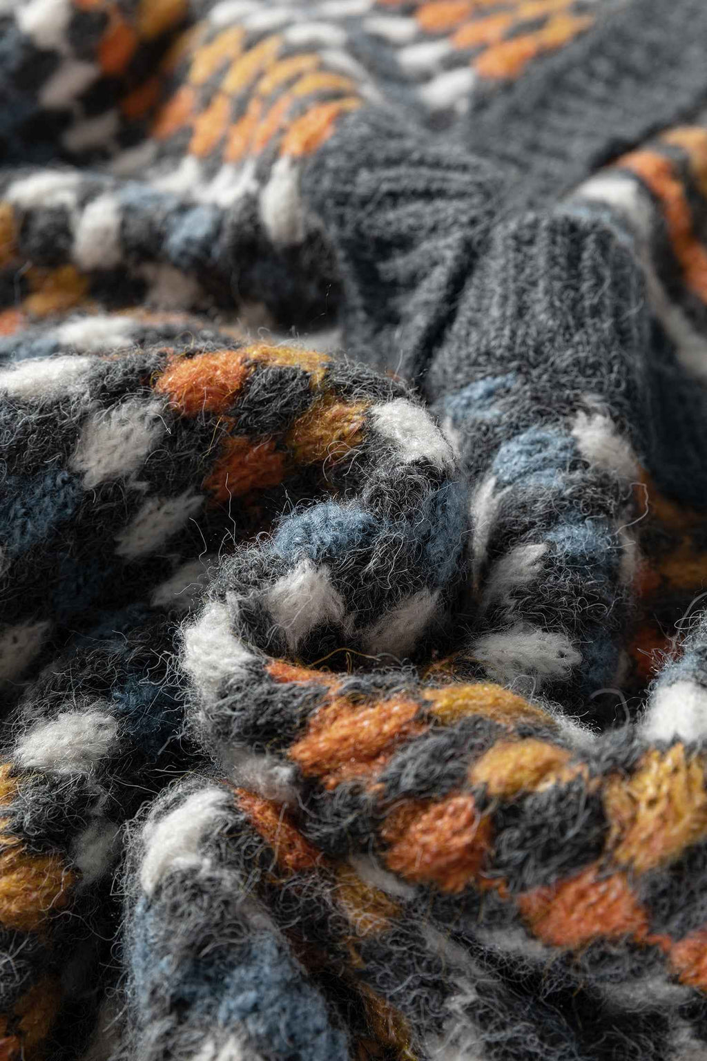 Gray Dotty Pattern Knit Button Front V Neck Sweater Cardigan 6478e1c0c7589a04