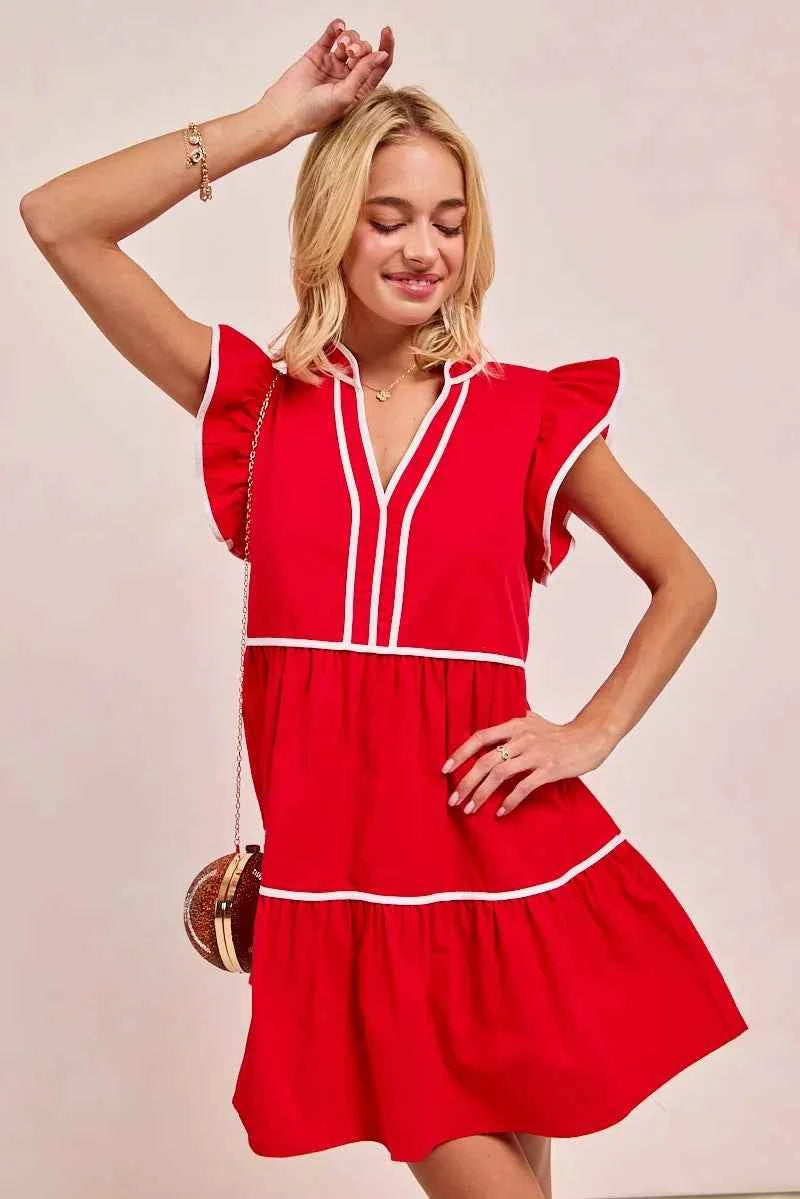 BiBi Gameday Theme Contrast Binding Ruffled Dress 647f888d03ce4a419649a6cfb67bd24c-Max-Origin