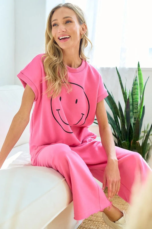 Smile Face Drop Shoulder Brushed Inside T-Shirt 64891dbc-fa3b-4a18-973c-4b77ccc8a6f7-Max