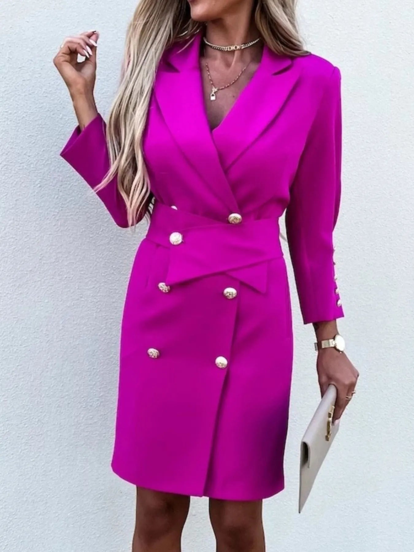 Double-Breasted Lapel Collar Longline Blazer 648e406d-e658-4316-989d-f0b5b0835413-Max-Origin