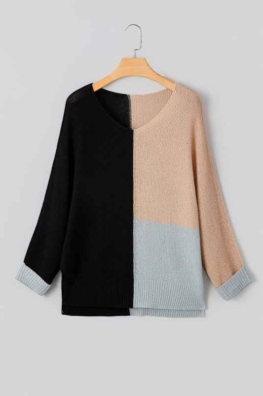 Colorblock Knit V-Neck Sweater 649e9e27-7cba-48c2-b3c0-dd420973c75c