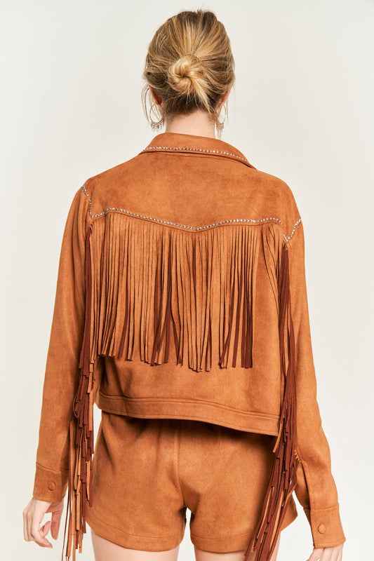 Suede studded fringe jacket JJO5009 64a1ec19-a344-4bec-bebf-d11a5f346d8b