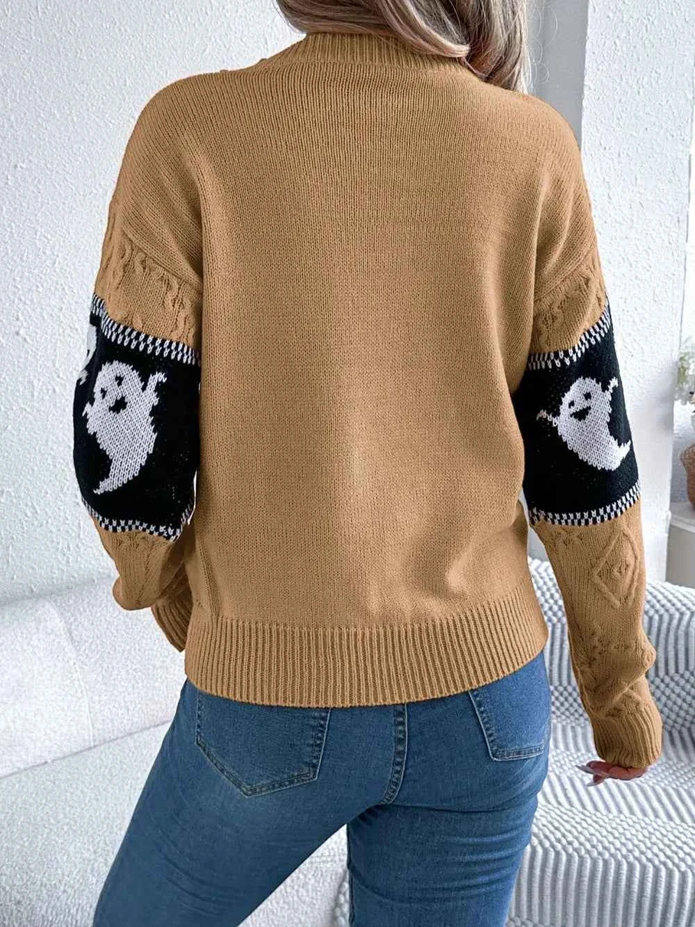 Ghost Round Neck Long Sleeve Sweater 64a55c86-a0e0-4852-8307-b940e3942aeb-Max