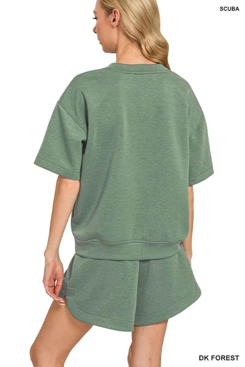Zenana Scuba Short Sleeve Top & Shorts Set 64a941214c3244d6bdb3f8be0aae4984-Max-Origin