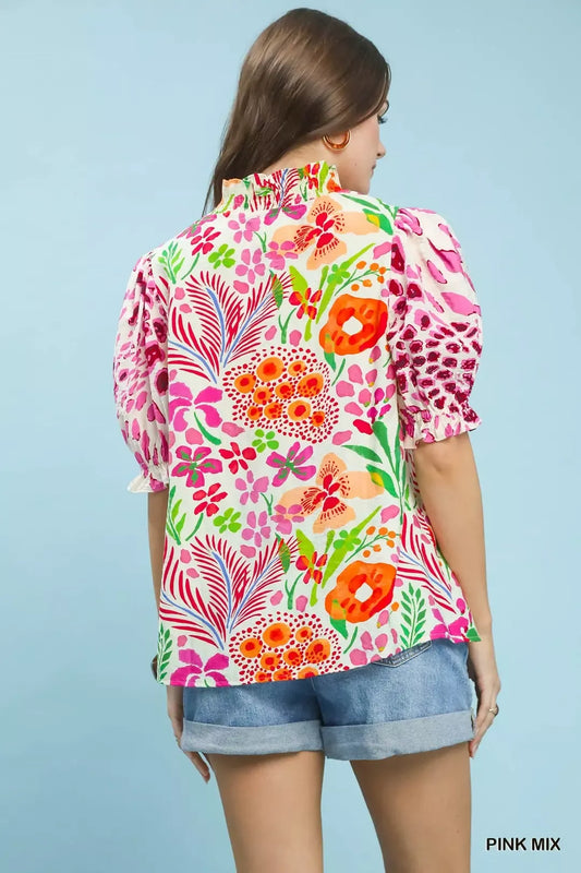 V-Neck Ruffle Trim Puff Sleeve Top 64aac8ed-f0db-4af8-a0c0-f994f9ceb49a-Max-Origin