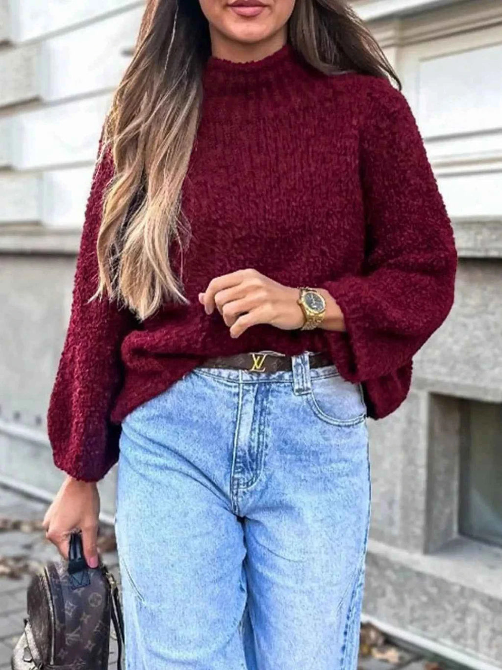 Textured Knit Mock Neck Sweater 64b88106-c391-4ab3-b14b-9b8894424ba8-Max-Origin