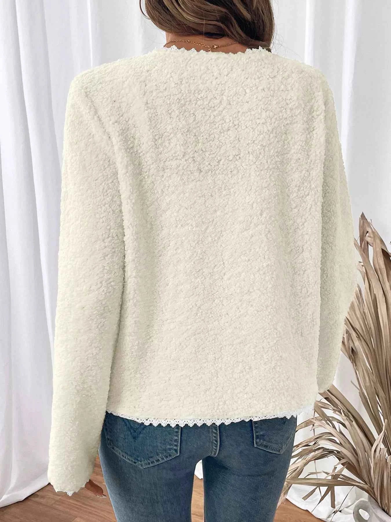 Lace Detail Button Up Long Sleeve Outerwear 64cb5e3a956f4fbcbdda4a9e8ae161e8-Max-Origin