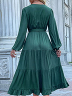 Ruffled Hem V-Neck Balloon Sleeve Dress 64d0409f-5d39-43e7-98da-90612741e88f-Max-Origin