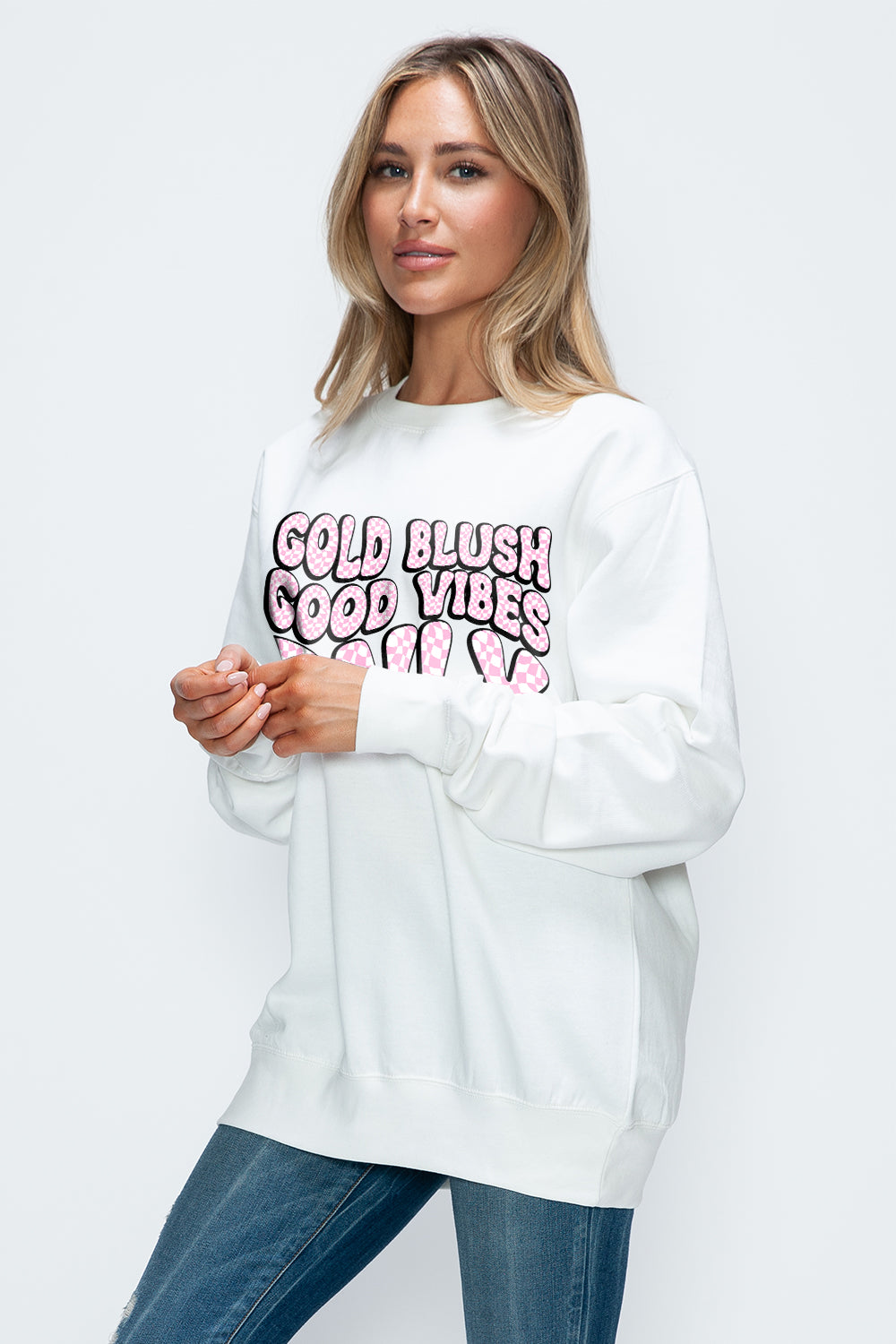 Simply Love Full Size Letter Graphic Round Neck Long Sleeve Sweatshirt