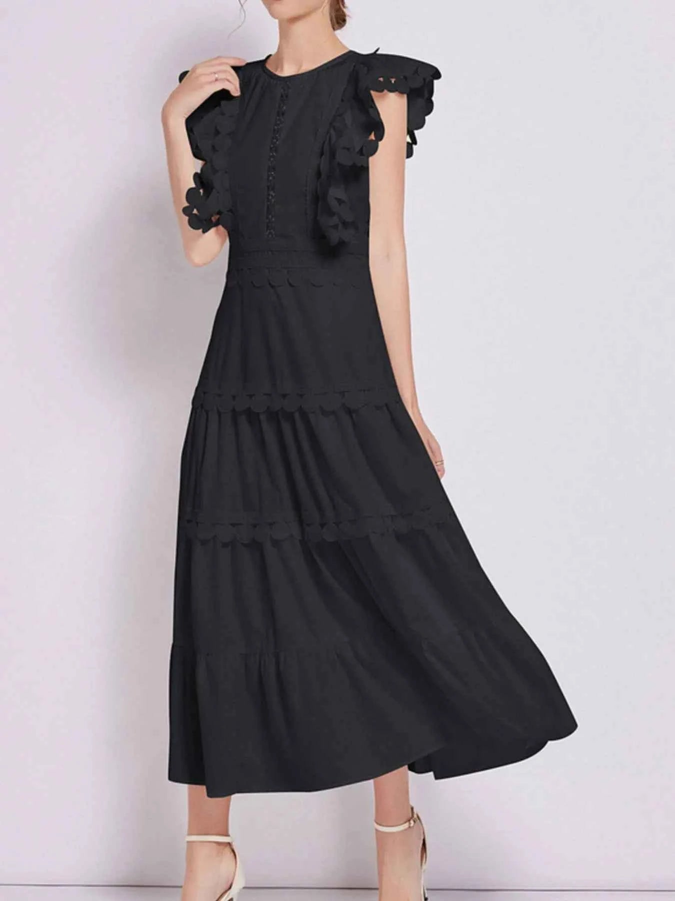 Sleeveless Ruffled Tiered Dress with Embroidered Trim Black 64e58ba6-36ce-4373-9a08-1078c737a565-Max-Origin_ddc94b65-d9e6-4b04-97fd-54b1d8f64613