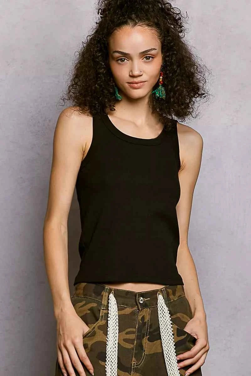Round Neck Ribbed Tank BLACK One Size 64e6fedd-fbcf-4c64-97b9-30f0c3265dfb-Max-Origin