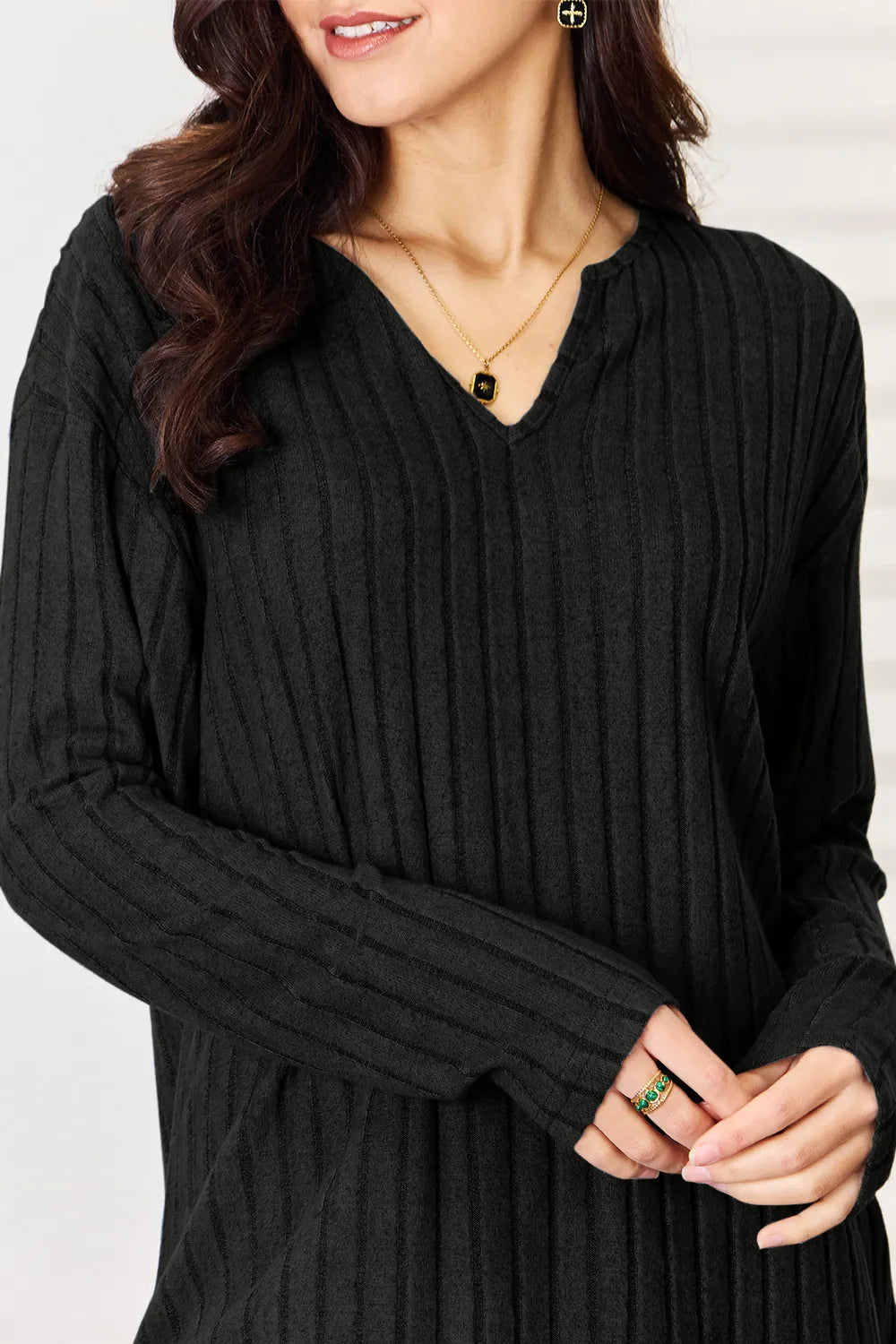Basic Bae Full Size Notched Long Sleeve Top and Pants Set 64e82290-a0c0-43ef-a5c4-576bf4f8fccc-Max