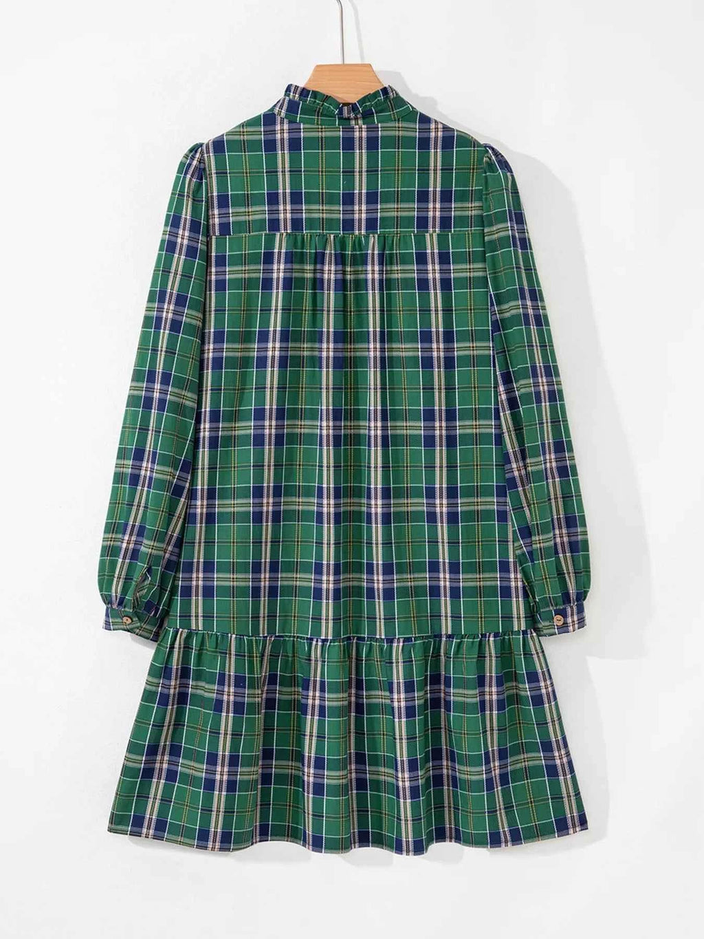 Plaid Frilly Collar Long Sleeve Shift Mini Dress 64e8806d297c4ab09f05c543df1d2e7b-Max-Origin
